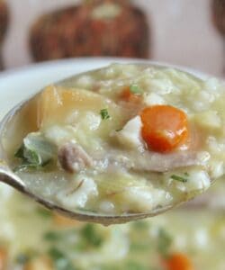 scotch broth in a spoon