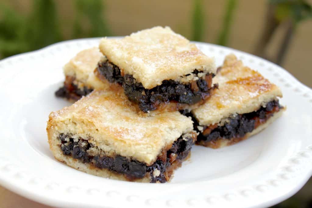 4 pieces of Scottish Fruit Slice on a plate