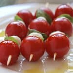 Caprese Skewers (Tomato, Basil and Mozzarella Appetizers) HOLD the Vinegar!