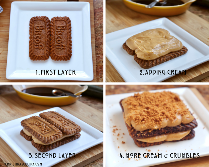 assembling the biscoff tiramisu