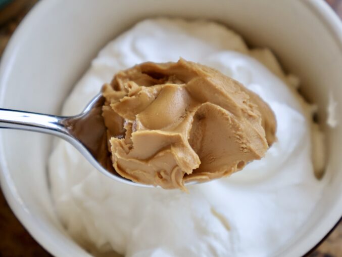 adding cookie butter and mascarpone