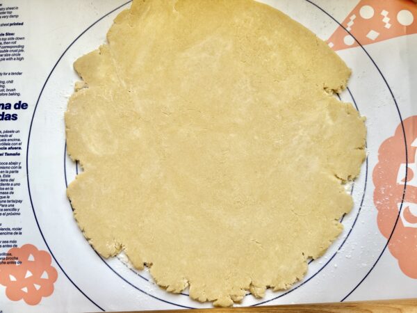 pie dough rolled flat