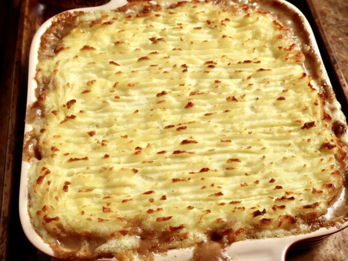 shepherd's pie out of the oven