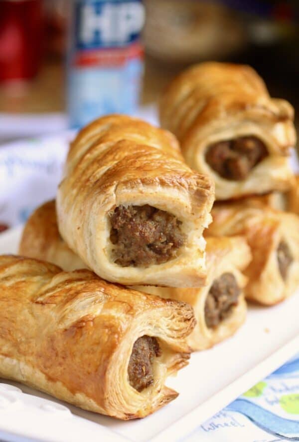 Sausage rolls and HP Sauce for one of the best tailgate party food