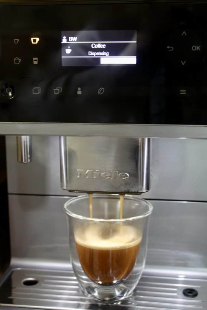 Miele coffee machine making coffee