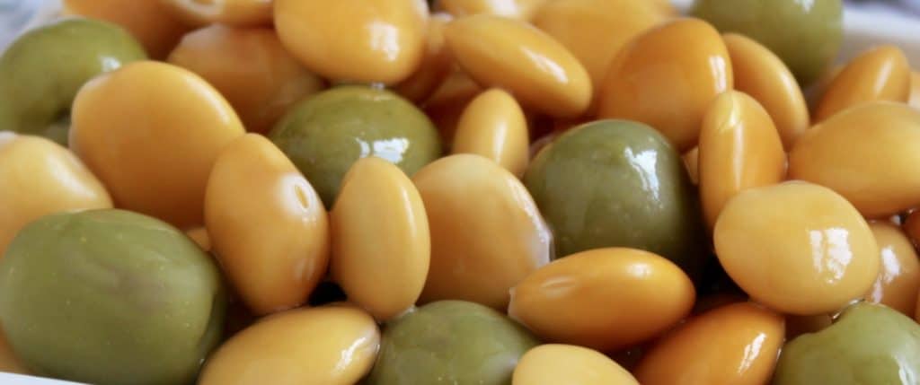 lupini and olives close up photo