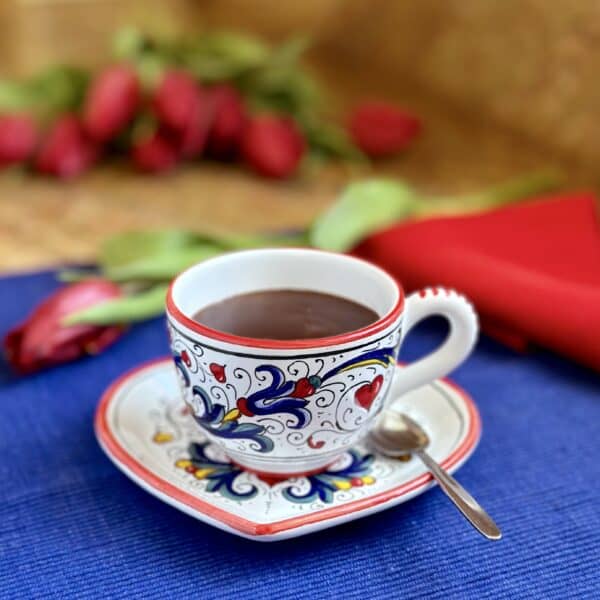 Italian hot chocolate with tulips