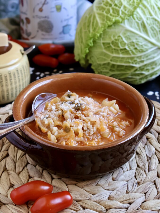 soupy rice and cabbage