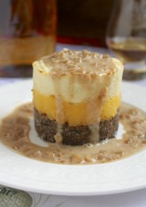 Haggis neeps and tatties stack tower with whisky sauce