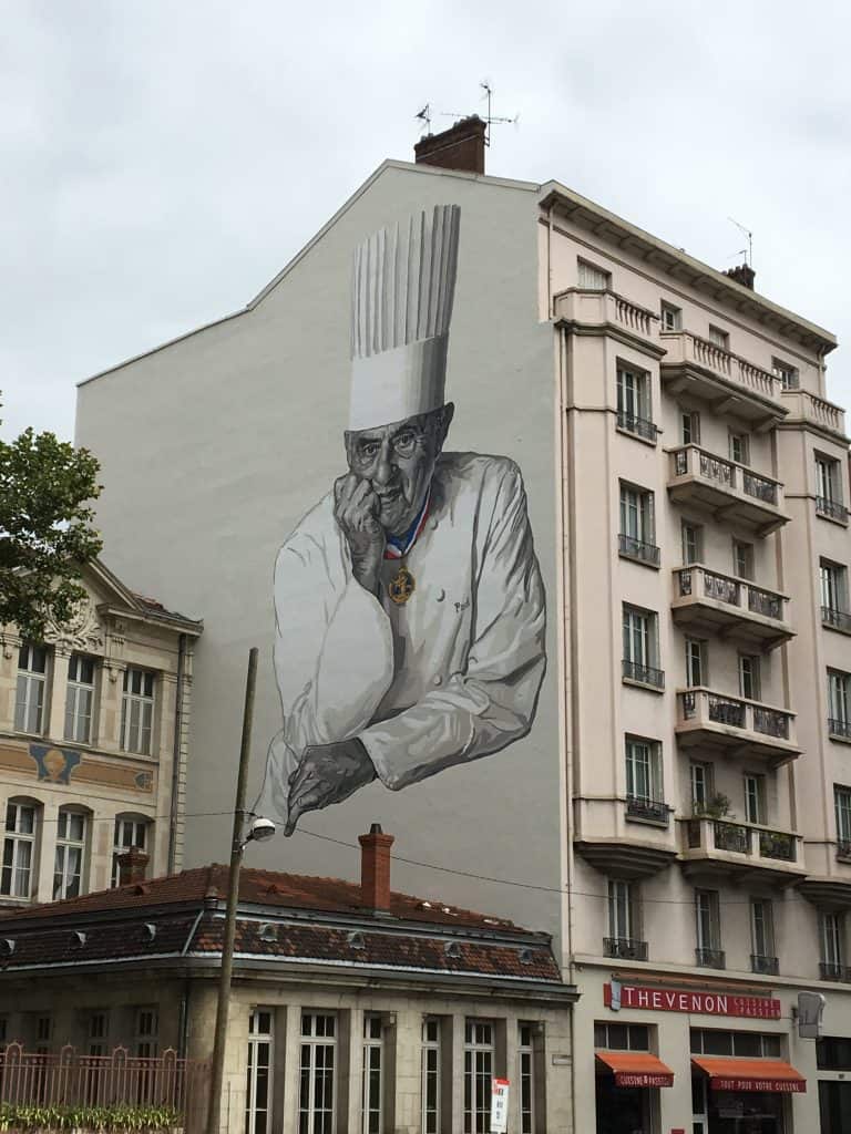 Chef Paul Bocuse mural in Lyon