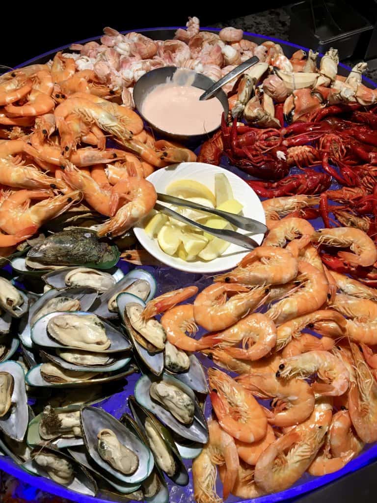 Fresh seafood display at Eight restaurant Cordis Hotel Auckland