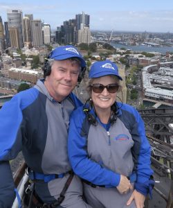 Christina and husband on Sydney's Harbour Bridge Climb