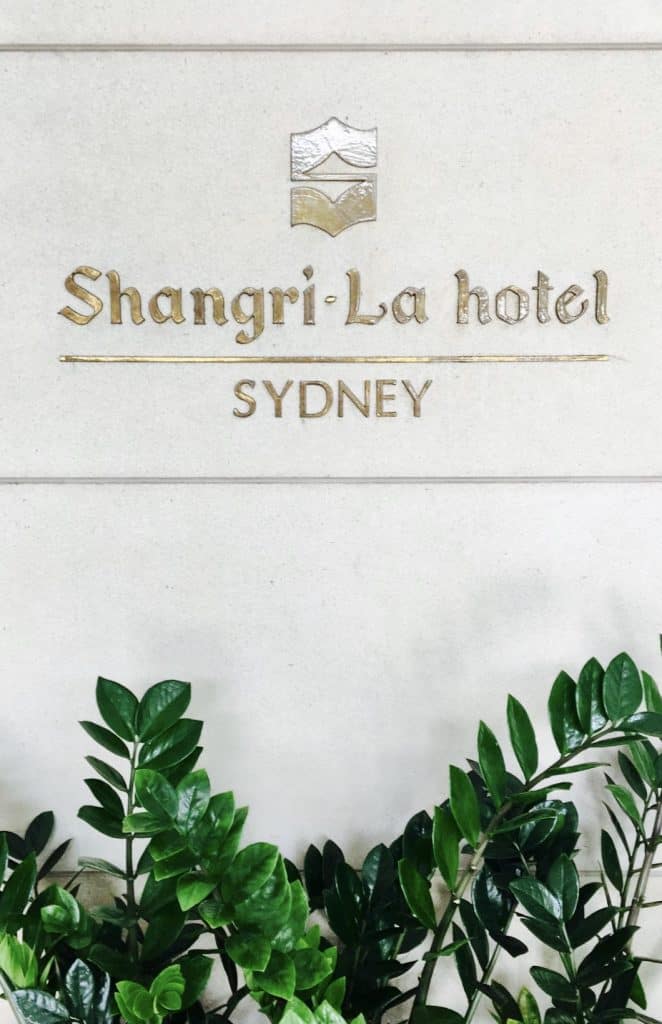 Exterior sign of Shangri-La Hotel in Sydney