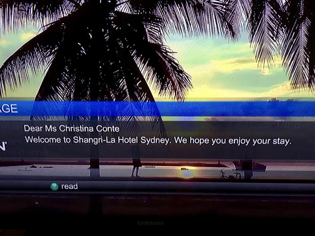 Welcome Shangri-La Sydney tv screen