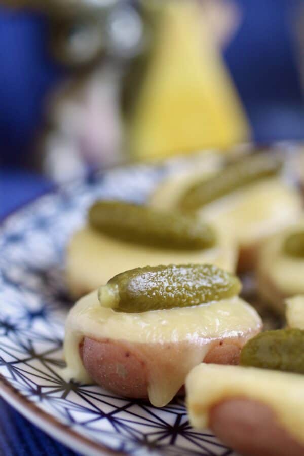 raclette potatoes with cornichons