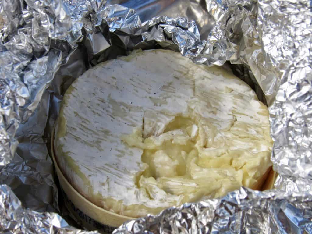 grilled Camembert on the barbecue