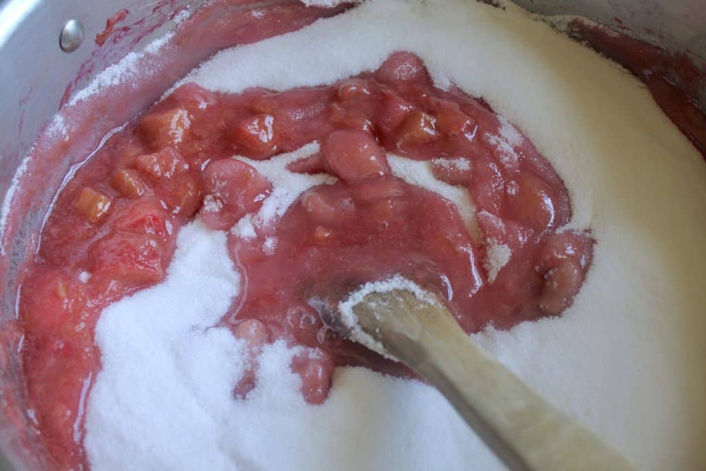 making Easy rhubarb jam