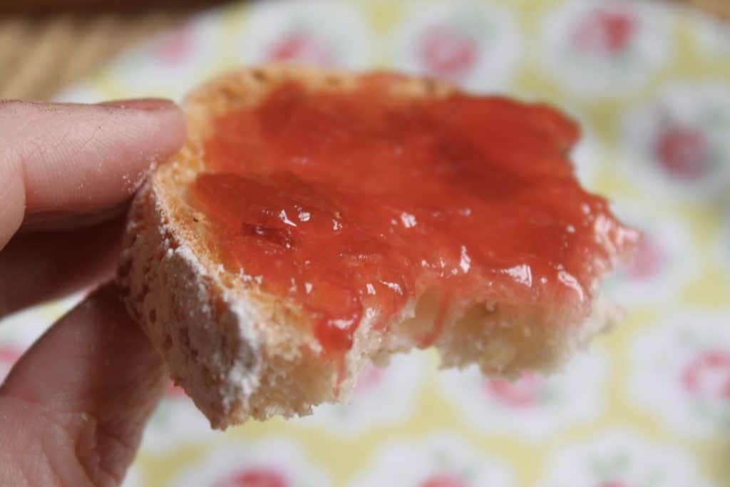 Easy rhubarb jam on toast