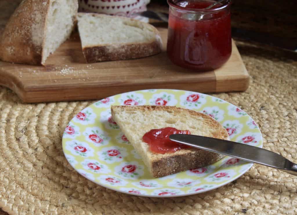 Easy rhubarb jam on toast