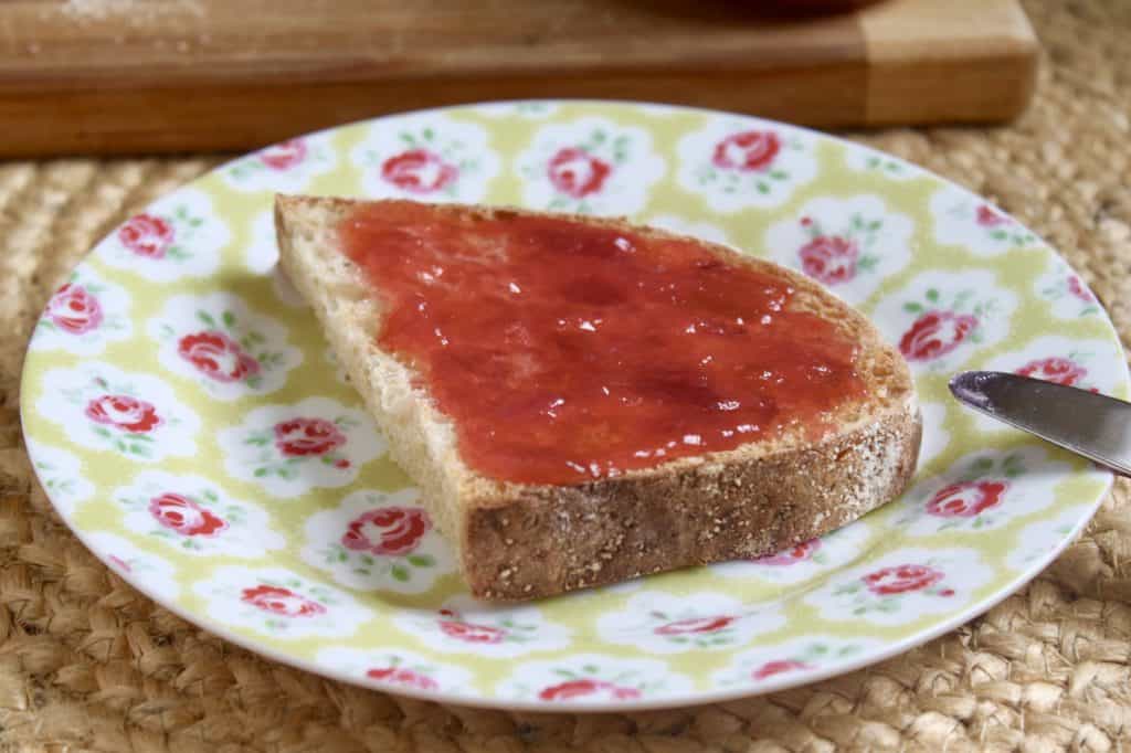 Easy rhubarb jam on toast