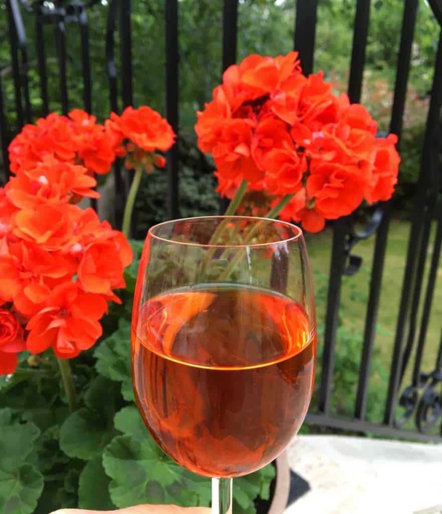 Aperol spritz in France with orange geraniums