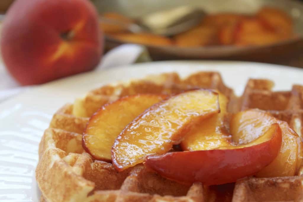 Christina's Buttery Maple Peach Sauce Topping on a waffle