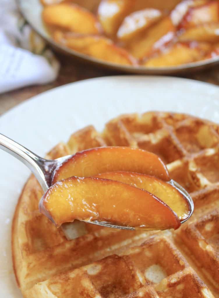 peaches on a spoon