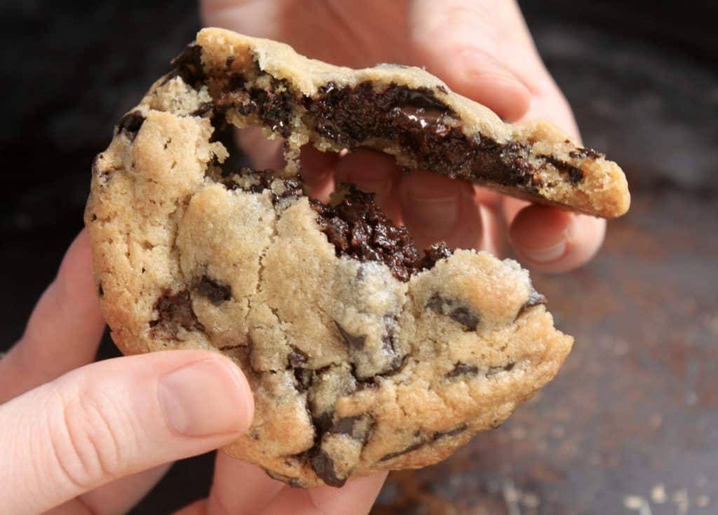 chocolate chip cookie with truffle center
