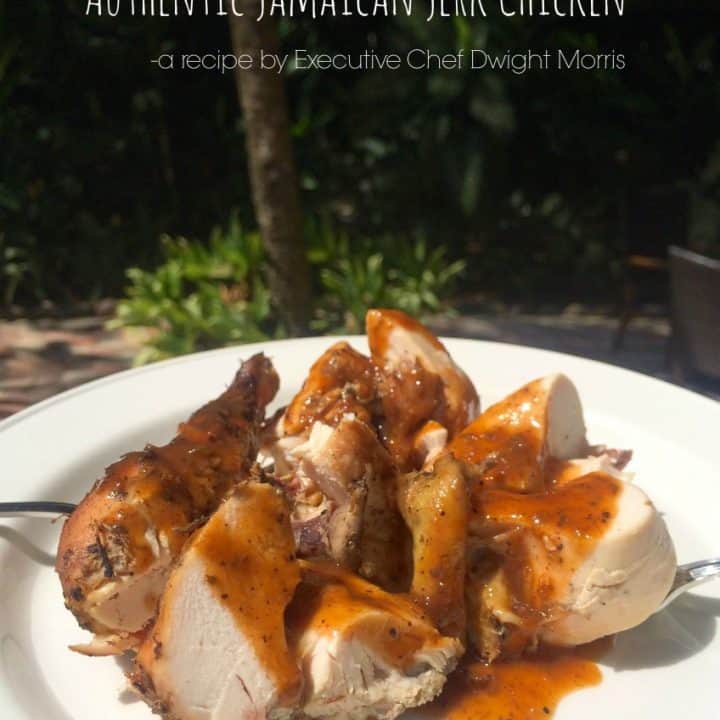 Jamaican Jerk Chicken on a plate in Jamaica