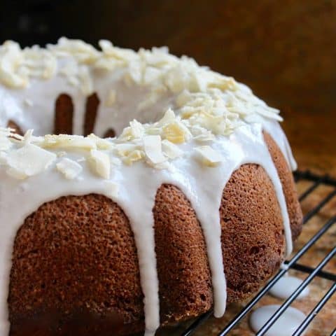 Banana Coconut Bundt Cake with Coconut Icing