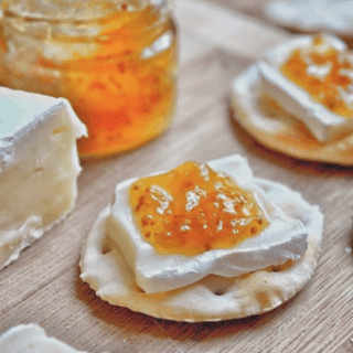 Fig jam on brie and crackers