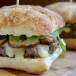 Brie and Truffle Burger with Mushrooms, Arugula and Crème Fraîche