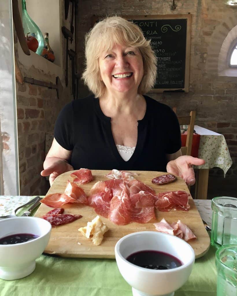 My elated mother with her culatello board!