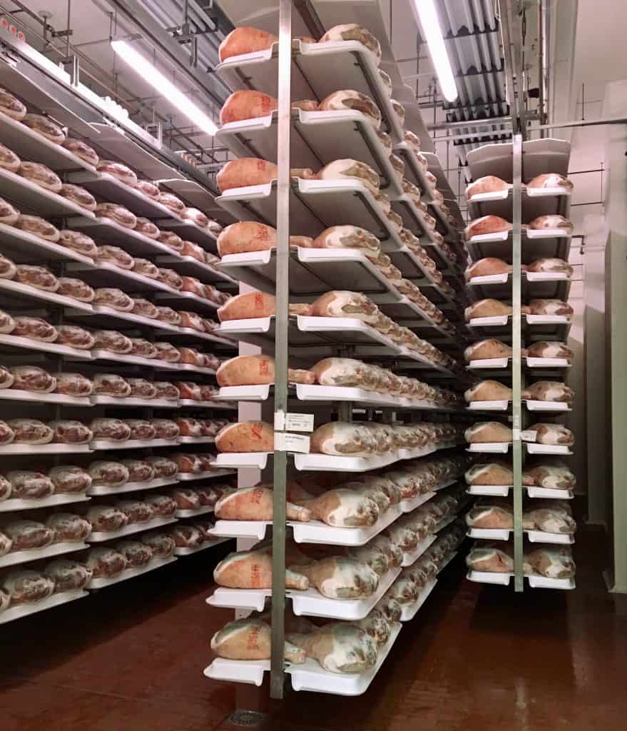 Refrigerated pork legs to make prosciutto Refrigerated pork legs to make prosciutto