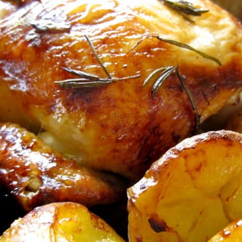 Rosemary Citrus Roast Chicken (overnight marinade) with Roasted Potatoes