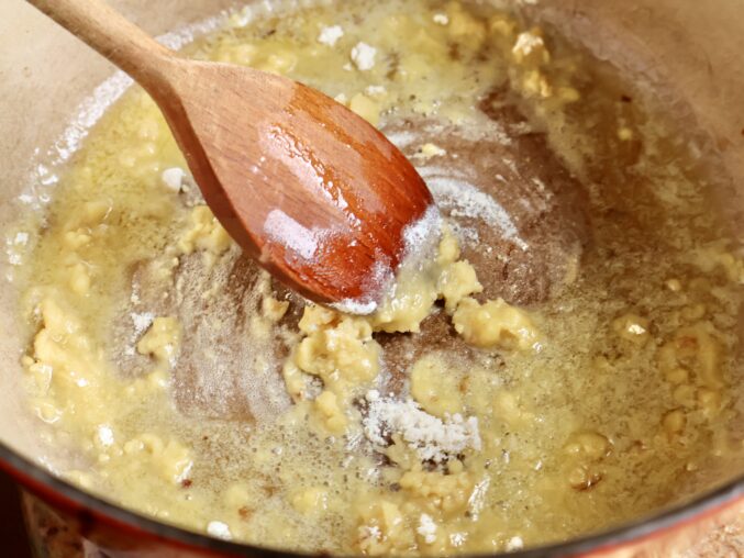 mixing butter and flour