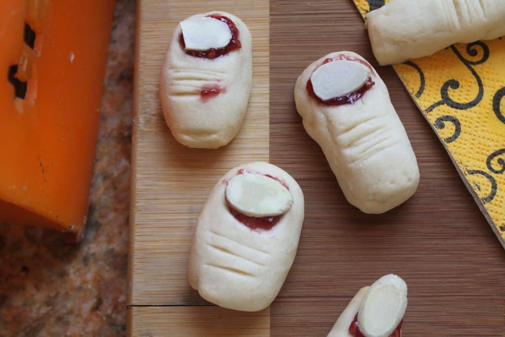 Toe cookies on a board