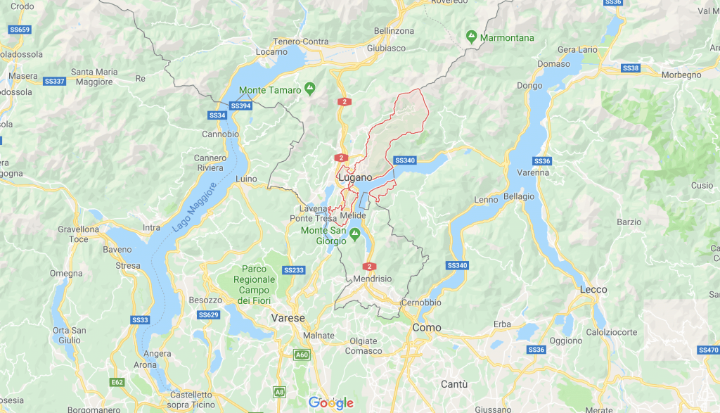 Map of Lugano area google