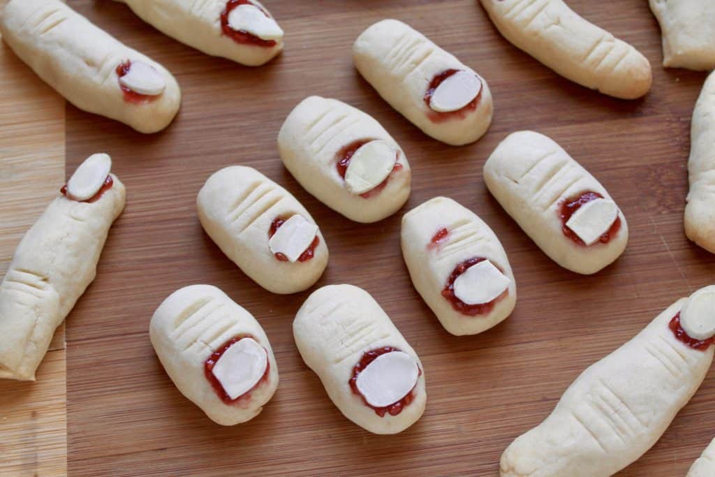 scary cookies on a wooden board