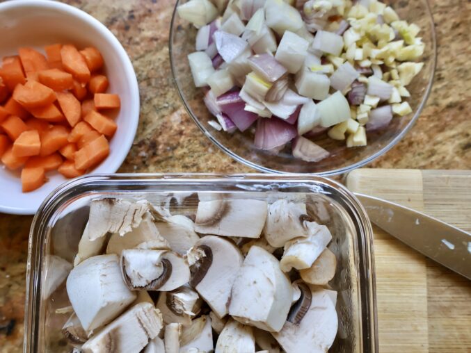 mushrooms and veg