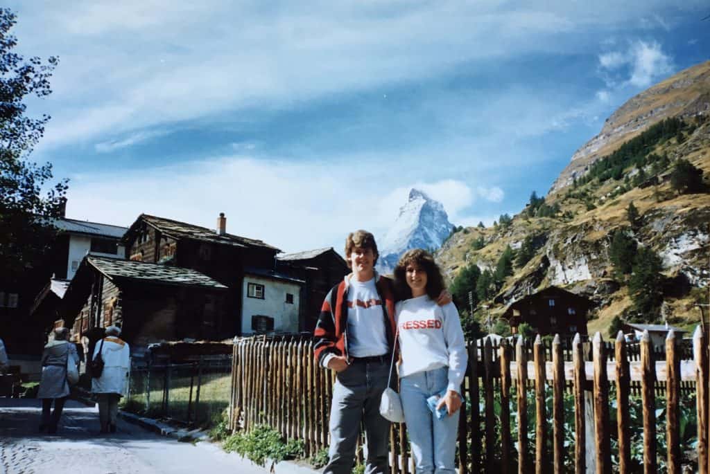 Christina from Christina's Cucina in front of the Matterhorn with husband