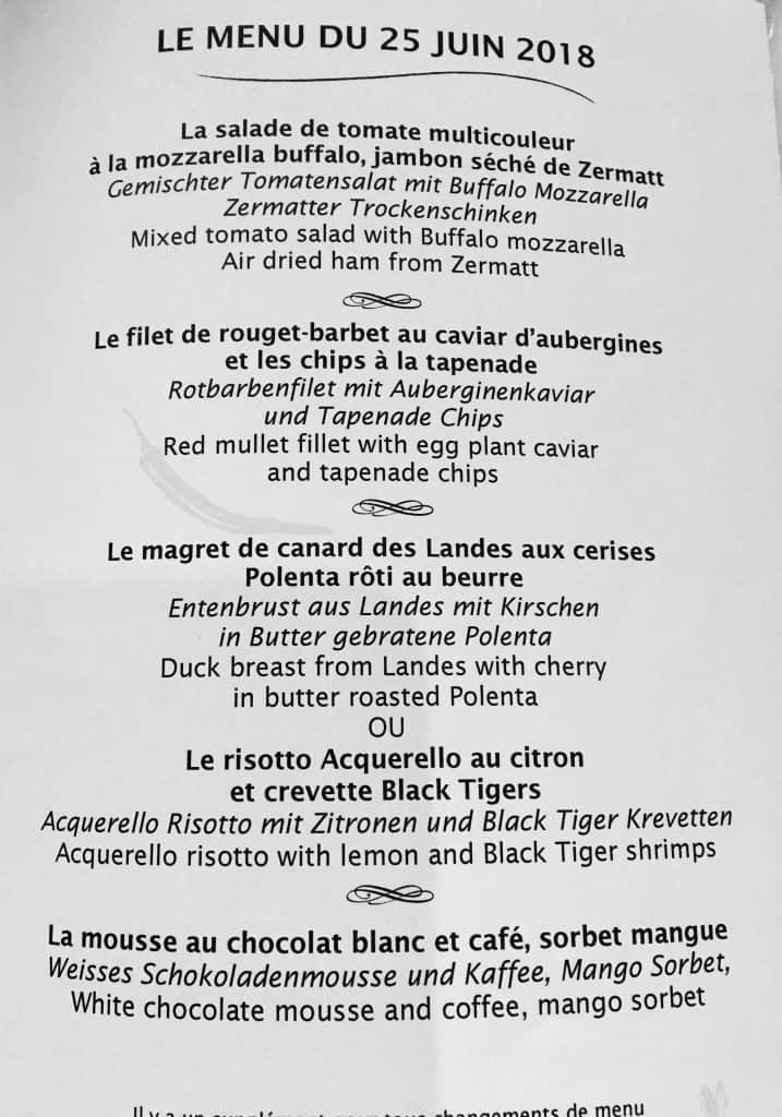 Alex Grill menu 2018