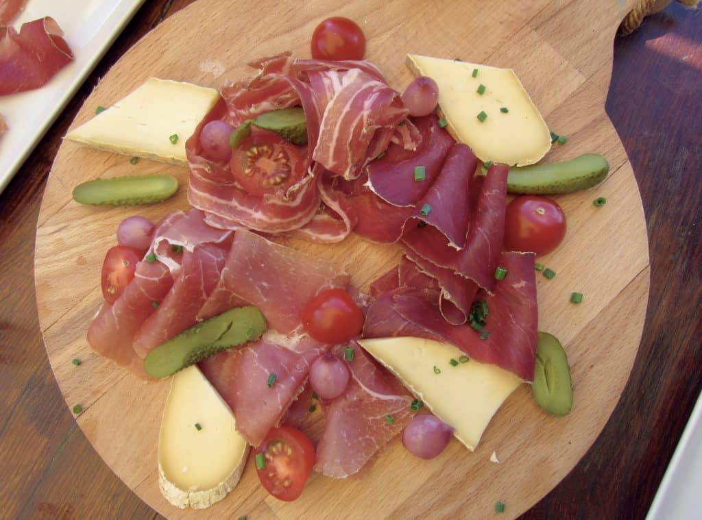 Cured Swiss meat and cheese platter