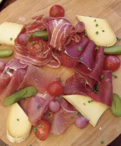 Cured Swiss meat and cheese platter