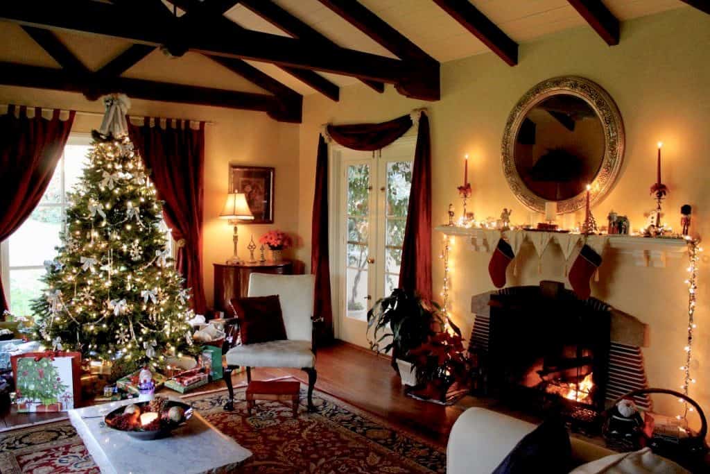 Living room at Christmastime Christina's Cucina