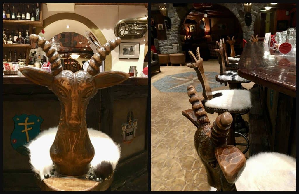 Goat bar stools at Hotel Alex Zermatt