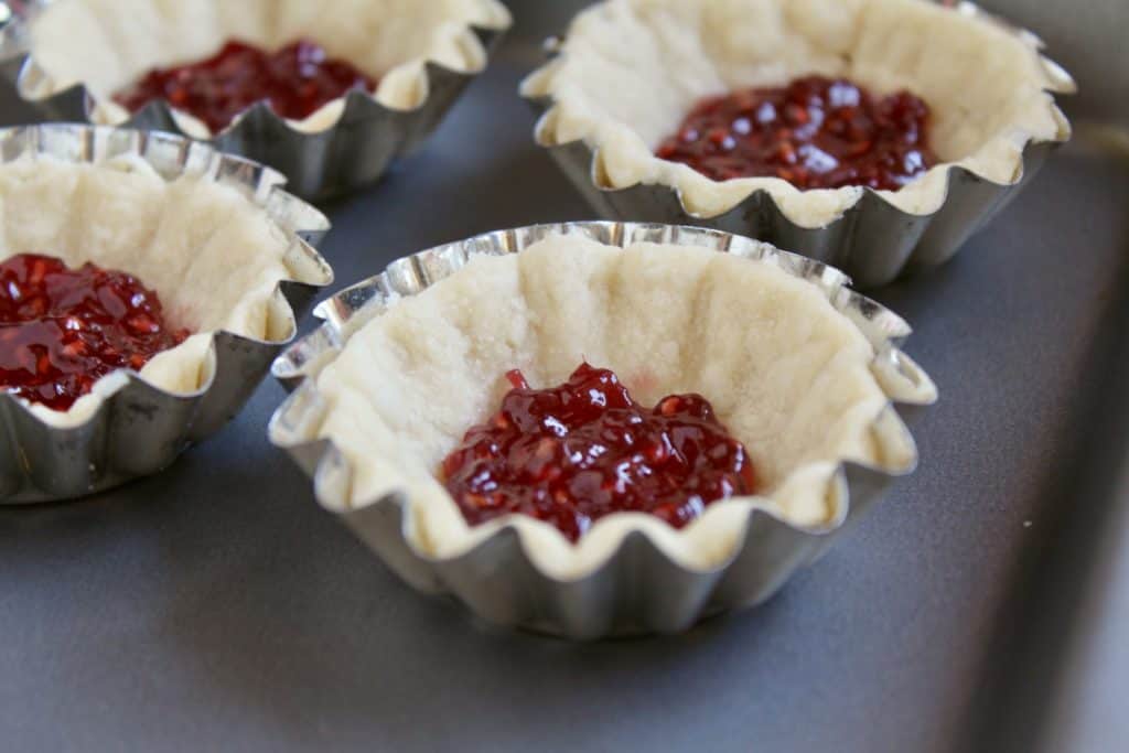 Jam in pastry shells