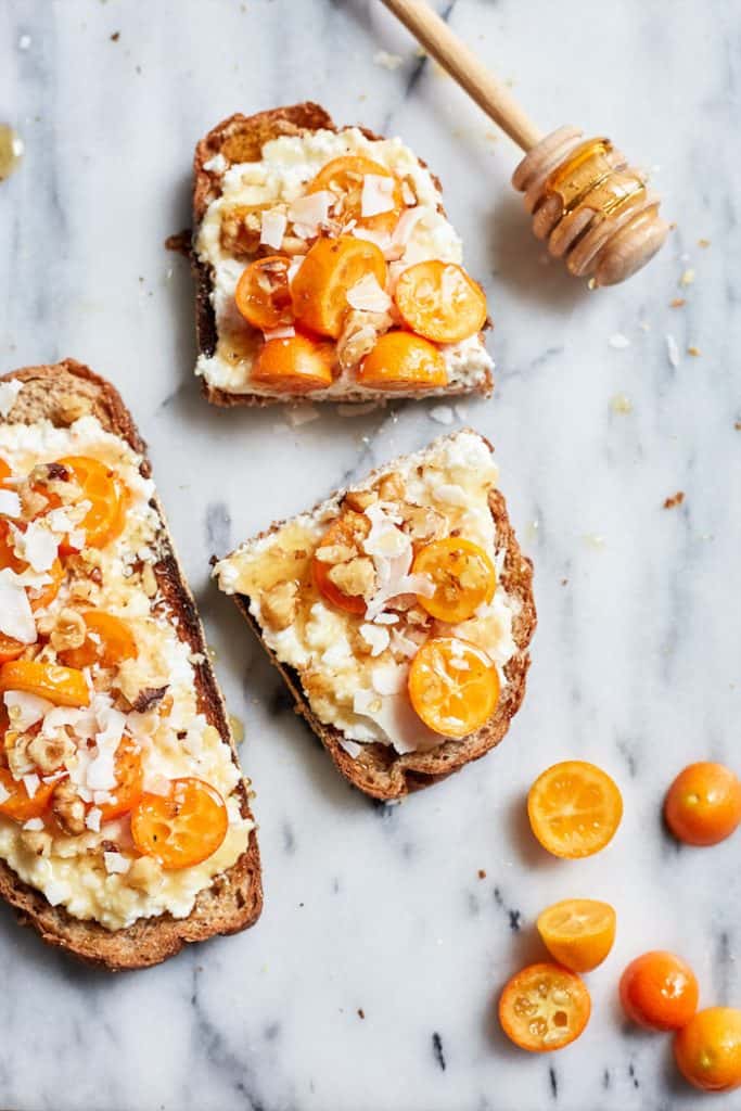 kumquat ricotta toast