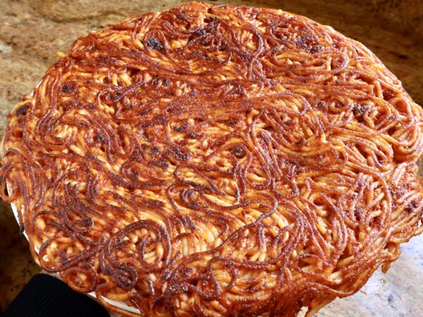 leftover spaghetti fried crisp