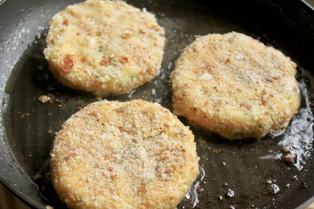 pan with patties frying